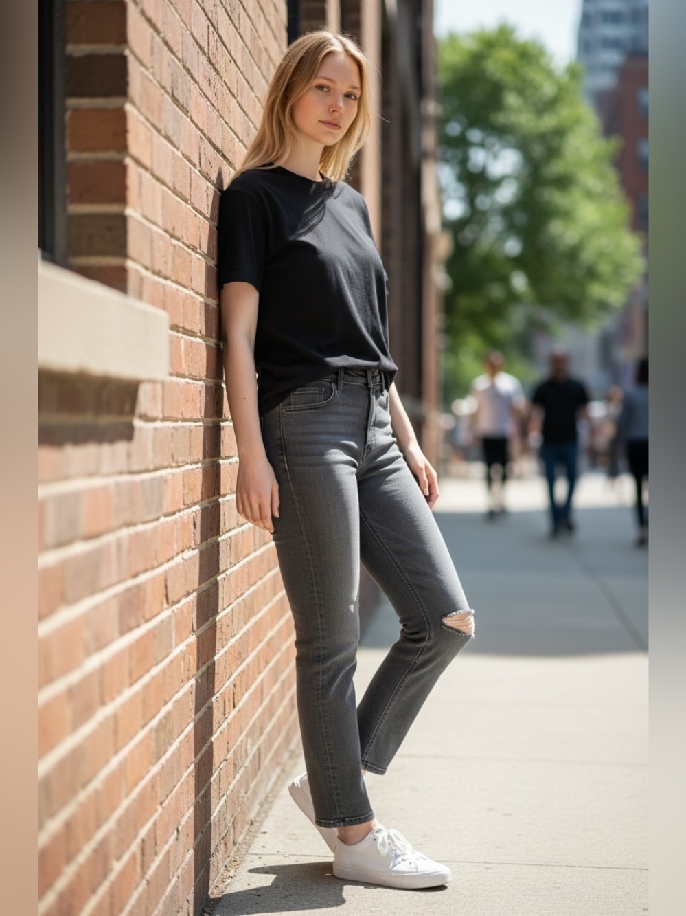 Madewell Gray Straight Leg Jeans with Distressed Look
